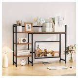 Snughome Desk Shelf, 38.6 Desktop Organizer Shelf, Desk Hutch for Computer Monitor, 4 Tier Desk Display Rack, Wood Desktop Bookshelf Storage Rack for Home Office Dorm, Rustic Brown