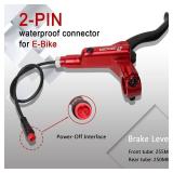 BUCKLOS Zoom HB876E 2-PIN 4 Pistons E-Bike Electric Power Off Hydraulic Disc Brake Set,Left Front 1100mm Right Rear 1850mm Aluminum Alloy Lever with Caliper is/PM Adapter for ebike/MTB Mountain Bike