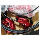 BUCKLOS Zoom HB876E 2-PIN 4 Pistons E-Bike Electric Power Off Hydraulic Disc Brake Set,Left Front 1100mm Right Rear 1850mm Aluminum Alloy Lever with Caliper is/PM Adapter for ebike/MTB Mountain Bike