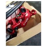 BUCKLOS Zoom HB876E 2-PIN 4 Pistons E-Bike Electric Power Off Hydraulic Disc Brake Set,Left Front 1100mm Right Rear 1850mm Aluminum Alloy Lever with Caliper is/PM Adapter for ebike/MTB Mountain Bike