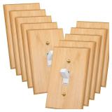 Pinkunn 10 Pieces Solid Wood Light Switch Plate Outlet Covers Bamboo Wooden Decorative Wall Plate for Home Bedroom Kitchen(Light Oak,Single Toggle)