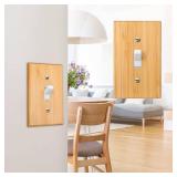 Pinkunn 10 Pieces Solid Wood Light Switch Plate Outlet Covers Bamboo Wooden Decorative Wall Plate for Home Bedroom Kitchen(Light Oak,Single Toggle)