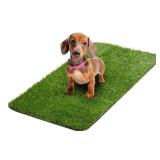Ottomanson Pet Training Collection Easy Clean Indoor/Outdoor Reusable Training Grass Pad, 15 x 30, Green