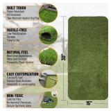 Ottomanson Pet Training Collection Easy Clean Indoor/Outdoor Reusable Training Grass Pad, 15 x 30, Green
