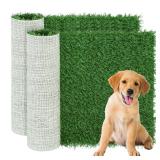 GLOBREEN Puppy Artificial Grass Pee Pad for Dogs Potty Training - 18 x 14 Inches Replacement Pet Fake Grass Mat 2 Pack, Reusable & High Drainage & Anti Odors