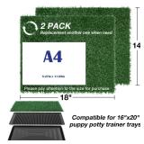 GLOBREEN Puppy Artificial Grass Pee Pad for Dogs Potty Training - 18 x 14 Inches Replacement Pet Fake Grass Mat 2 Pack, Reusable & High Drainage & Anti Odors