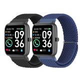2 Pack Braided Elastic Bands for IDW13,IDW16,IDW19 Smartwatch, 22mm Soft Nylon Straps for Fitpolo IDW13/Woneligo W13/FITVII HM57, TOOBUR/ENOMIR/MILOUZ/Gydom/Faweio/Amzhero/Tensky IDW19 Watch Women Men