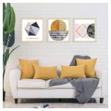 HWY 50 Mustard Yellow Corduroy Throw Pillow Covers 18x18 Inch, Set of 2, Soft Cozy Decorative Cushion Cases for Couch Sofa Bed Living Room, Boho Striped Home Decor