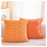 TAOSON Pack of 2, Spring Summer Farmhouse Mustard Yellow Flower Heart Sunflower Soft Plush Faux Fur Jacquard Throw Pillow Covers Soft Couch Pillowcases Cushion Covers for Living Room Bed Sofa 18 x 18