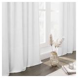 Solid White Curtains 96 Inches Long 2 Panels Back Tab Sheer Linen Curtain Modern Farmhouse Coastal Decor Off White Cotton Textured Curtains 96 inch Length for Patio Sliding Door Office Bedroom