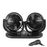 12V Car Fans Cooling Air Fan Powerful Dashboard Electric Dual Car Fan Cigarette Lighter Low Noise 360 Degree Rotatable for Truck Vehicle Boat Van SUV RV