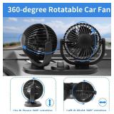 12V Car Fans Cooling Air Fan Powerful Dashboard Electric Dual Car Fan Cigarette Lighter Low Noise 360 Degree Rotatable for Truck Vehicle Boat Van SUV RV