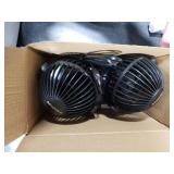 12V Car Fans Cooling Air Fan Powerful Dashboard Electric Dual Car Fan Cigarette Lighter Low Noise 360 Degree Rotatable for Truck Vehicle Boat Van SUV RV