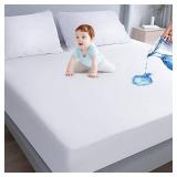 Moonsea Waterproof Mattress Protector Full Size,Mattress Cover Protector, Smooth Top Mattress Protector for Kids, Breathable Skin Friendly and Noiseless Fitted Sheet,Full Size,Polyester