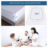 Moonsea Waterproof Mattress Protector Full Size,Mattress Cover Protector, Smooth Top Mattress Protector for Kids, Breathable Skin Friendly and Noiseless Fitted Sheet,Full Size,Polyester