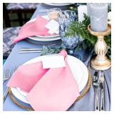 ANECO 12 Pieces Satin Napkins Soft Dinner Napkins Square Table Napkins 17 x 17 Inches for Restaurant Weddings Party Dinner Decoration (Pink)