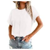 Imily Bela Womens Short Sleeve T Shirts Summer Crew Neck Dressy Casual Tops Basic Short Sleeve Trendy Tees White S