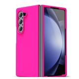 oakxco for Samsung Galaxy Z Fold 6 Phone Case Liquid Silicone, Neon Bright Solid Color, Thin Slim Soft Rubber Gel Matte TPU Plain Simple Cover for Women Girl Cute, Hot Pink Fuchsia