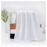 Pidada Hand Towels Set of 4 Striped Pattern 100% Cotton Absorbent Soft Decorative Towel for Bathroom (White)