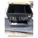 Tampon Holder for Bathroom Decor and Storage, Wood Feminine Product Organizer with Drawer and Lid, Pad and Tampon Organizer Bathroom Accessories Box for Tampon Storage, Black Cotton Ball/Swab Holder