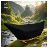 KRRRSJDJ Waterproof Hammock Cover for 10-15FT Hammock Stand,Outdoor Hammocks Covers with Zip and Elastic Ropes,Windproof Hammocks Cover for Outside,420D Heavy Duty Oxford (Black,9-10foot)