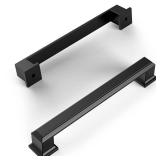 Amerdeco 10 Pack Matte Black 5 Inch(128mm) Hole Centers Kitchen Cabinet Pulls Cabinet Hardware Kitchen Handles for Cabinets Cupboard Handles Drawer Pulls