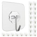 Jwxstore 24 Pack Heavy Duty Self Adhesive Hooks - 33lb Max, Transparent, Waterproof, Sticky Wall Hooks for Keys, Bathroom, Shower, Outdoor, Kitchen, Door, Home Improvement, Utility