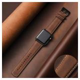SUNFWR Leather Bands Compatible with Apple Watch Band 42mm(Series 3 2 1) 44mm 45mm 46mm 49mm for Unisex, Replacement Strap for iWatch Ultra 2, Ultra, SE2, SE, Series 10 9 8 7 6 5 4 3 2 1