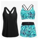 Holipick 3 Piece Tankini Swimsuit Set L