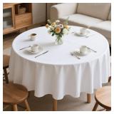 MRJ 70 Inch Round White Tablecloth Stain and Wrinkle Resistant Washable Polyester Table Cloth for Restaurant Hotel Wedding