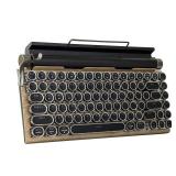 Adventurers Typewriter-Style Retro Mechanical Keyboard LED Backlight 83 Keys Bluetooth 5.0 Blue Axis Wood Color Panel Compatible with iOS/Android/Windows/Vista/Linux/Mac Office/Gaming, 12.8x6.6x1.6in