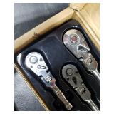 WORKPRO 4-Piece Flex Head Ratchet Set, 1/4, 3/8, 1/2 Drive, 3/8 Stubby, 72-Tooth Ratchet with Chromium Plating Quick Release Reversible Design, 5 Degree Swing