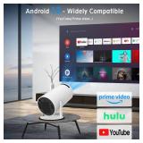 Mini Projector, Support 4K 1080P Portable Projector with Dual Band WIFI6 5G Wireless 5.2 Bluetooth Android 11, 160 ANSI Lumens, 180° Rotatable, Auto Keystone Correction,35-130 Screen Video Projector