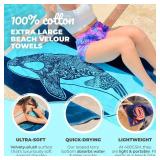 Nova Blue Orca Beach Towel (34 X 63) Navy & Blue Colorway with Tropical Whale Design Travel Beach Towels Made from 100% Cotton Vibrant Colorful Blanket Towel Extra Large