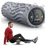 FITINDEX Vibrating Foam Roller for Back Pain, 5-Speed Muscle Massage, FSA HSA Eligible, Exercise, Muscles Deep Tissue, Physical Therapy, Pilates, Yoga, Neck, Leg, Rechargeable, Travel Portable Gray