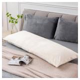 BEDELITE Body Pillow Cover with Zipper Closure, Super Soft and Cozy Fuzzy Fleece Pillowcase 20 x 54 Inches, Luxury Fluffy Plush Long Body Pillow Pillowcase for All Seasons(Off White)