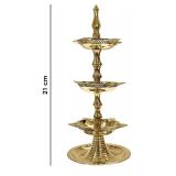 SATVIK 2Pc Standing Brass Kerala Samai Diwali Deepak for Puja Traditional Panchmahal Pooja Deepam Diya Oil Lamp Kutthu Vilakku Dia 3 in 1 Step Adjustable 8.5 inch Deepawali Indian Gift Item