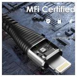 Extra Long iPhone Charger Cord 15FT [Apple MFi Certified] USB A to Lightning Cable Braided Fast Charging Cord Compatible with iPhone 14 Pro Max/Plus/13/12/11/X/XR/XS/SE/8/7/6/5/iPad - Black