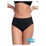 Beautikini Period Swimwear Bikini Menstrual Swim Bottoms Leakproof Bathing Suits for Teens Girl(Black Medium)