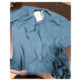Womens Peacock Blue Peplum Tops V Neck Bell Sleeve Tops Tie Front Elegant Blouse 2XL