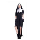 Colorful House Halloween The Scary Nun Costume For Women (Black, 3X-Large)