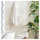 Peri Home 4 Piece Towel Set, 2 Bath Towels 2 Hand Towels, 500 GSM, 100% Cotton Towel for Bathroom, Embroidered, Soft & Absorbent, White with Blush Scallop