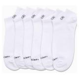 Calvin Klein Mens No Show Socks - 12 Pack Lightweight Soft Cotton Blend Cushioned Athletic Low Cut Ankle Socks for Men, Size 7-12, White Logo