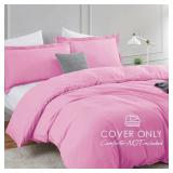 Hearth & Harbor Light Pink Duvet Cover Queen Size - 3 Piece Queen Duvet Cover Set, Soft Double Brushed Queen Size Duvet Covers with Button Closure, 1 Duvet Cover 90x90 inches and 2 Pillow Shams