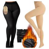 Buauty Fleece Lined Thermal Opaque Tights Womens Thick Winter Tights High Waist Tummy Control Warm Fashion Pantyhose(08BNL)
