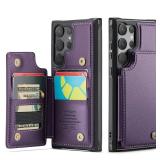 Vinich for Samsung Galaxy S25 Ultra Wallet Case with Card Holder, RFID Blocking Credit Slots Kickstand Shockproof Phone Cover for Women Men, Purple