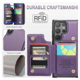 Vinich for Samsung Galaxy S25 Ultra Wallet Case with Card Holder, RFID Blocking Credit Slots Kickstand Shockproof Phone Cover for Women Men, Purple