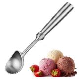 Multipurpose Heavy Duty Stainless Steel Large Ice Cream Scoop with Comfortable Handle and Ergonomic Non-Slip Grip (Thick Waist Handle-Silver)