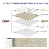 JCATTC Iron-On Couch Repair Kit, Linen Fabric Patch, Waterproof, Permanently Adheres to Sofa and Decorative Indoor and Outdoor Furniture Surfaces,4.1X65 Inch Beige