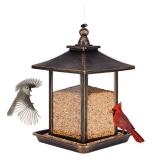 Gbekery 3.5 Lb Capacity of Plastic Hanging Bird Feeder,Large Bird Feeders for Outdoors with The Locked Toggle Design,Hanging for Garden,Yard and Decoration Outside,Weatherproof,Brown